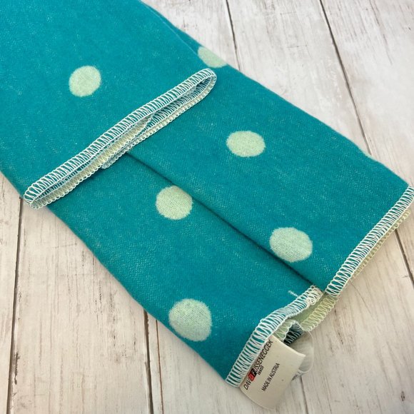 David Fussenegger Teal Blue Polka Dot Reversible Cotton Baby Blanket - Picture 2 of 9